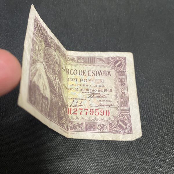 Billete de 1 peseta España 1945, Isabel la Católica, serie H2779590.