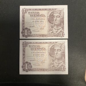 Billete de 1 peseta España 1948, con imagen de la Dama de Elche